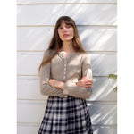 pointelle henley tee in tannin