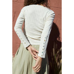 pointelle henley tee in cream