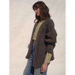 gardeners cable cardigan in mushroom