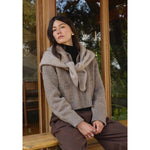 felted shawl scarf in oatmeal