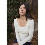 l/s scoop pointelle tee in natural