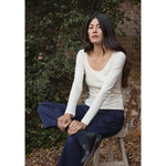 l/s scoop pointelle tee in natural