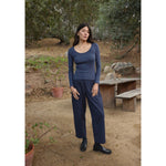 l/s scoop pointelle tee in navy