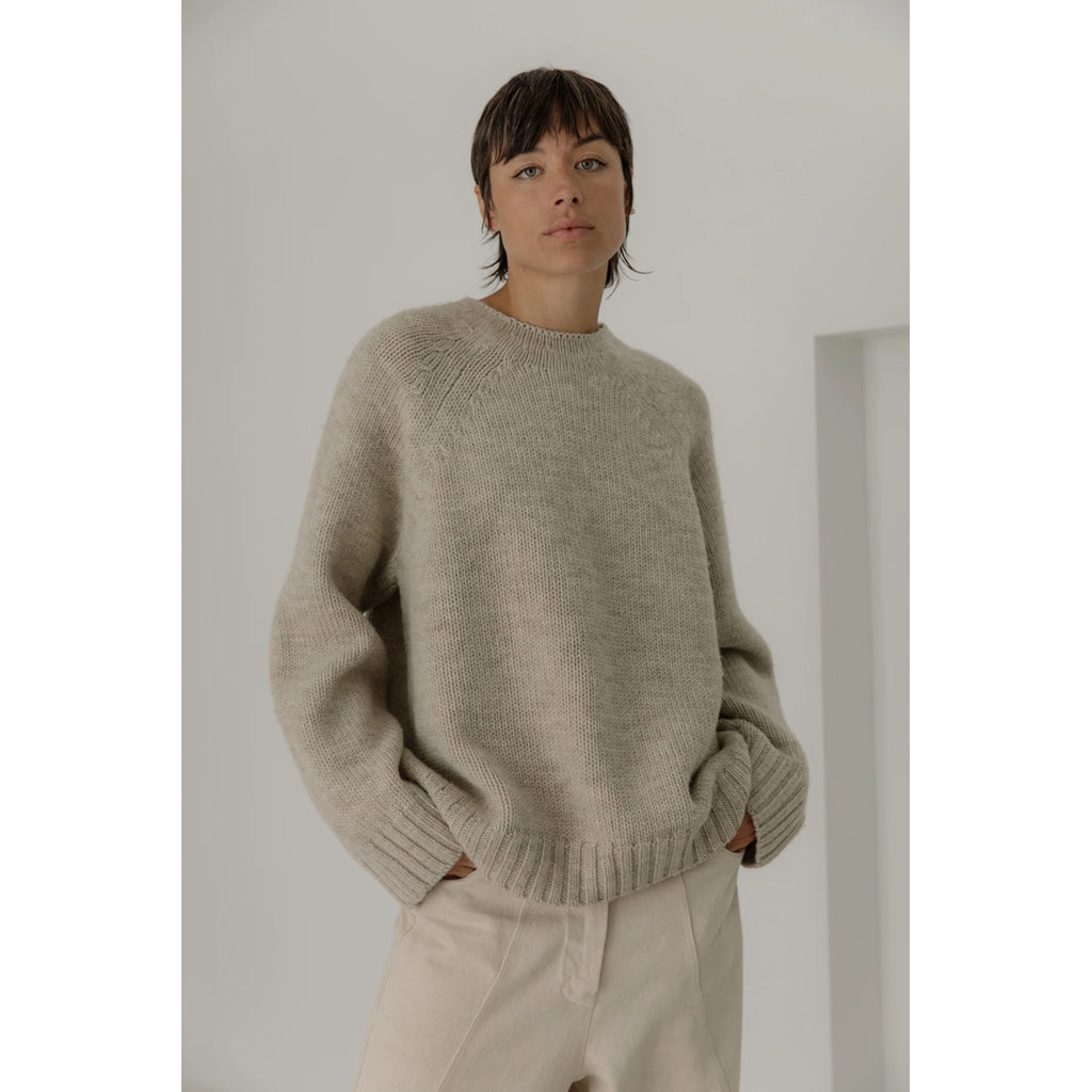 channel sweater in sandstone