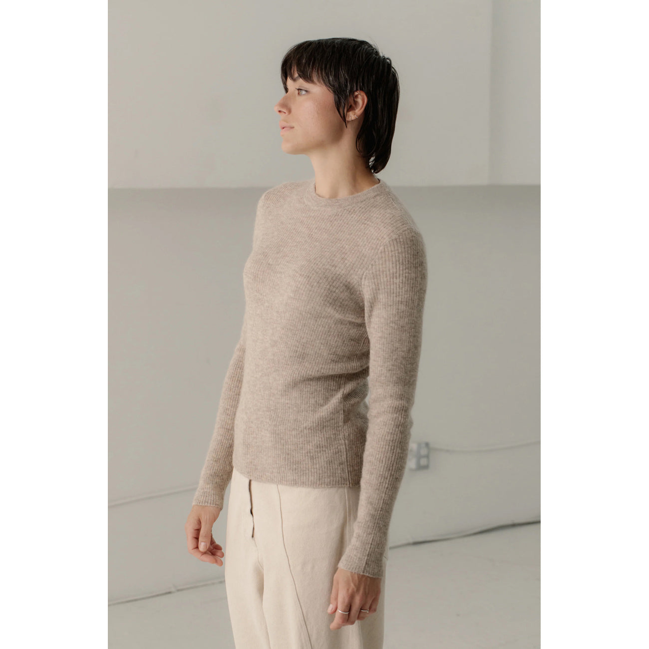 marin rib top in wheat
