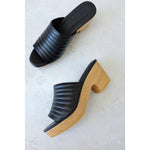 open toe ribbed clog in black