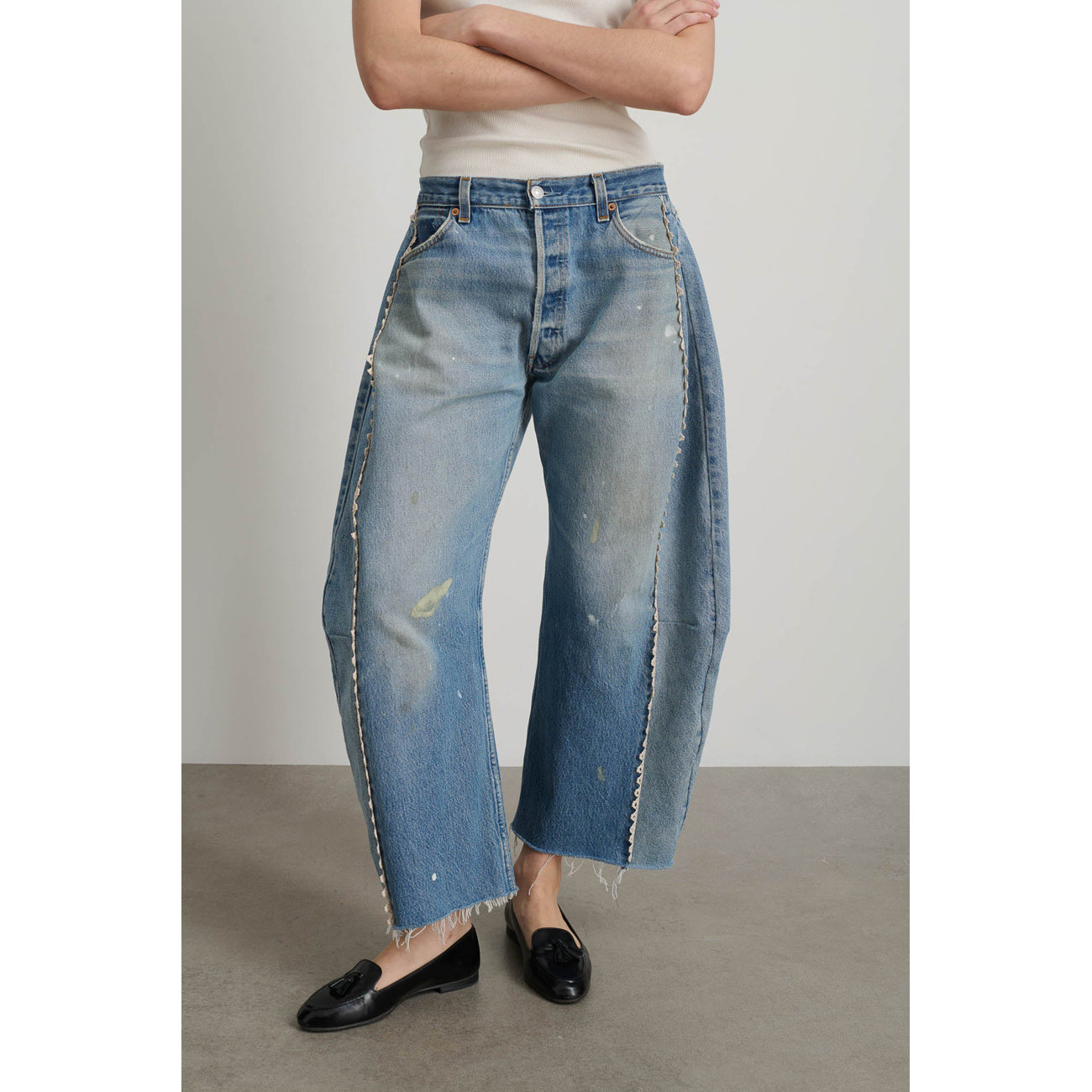vintage lasso jean w/ hand tatted lace