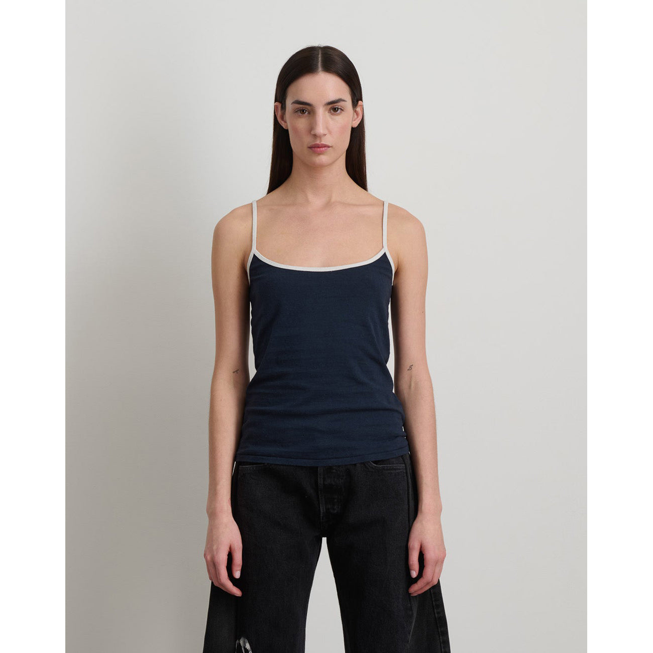 zora tank in navy + white