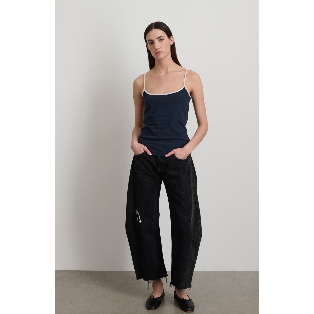 zora tank in navy + white