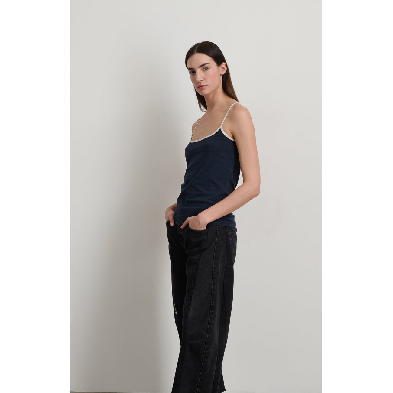 zora tank in navy + white