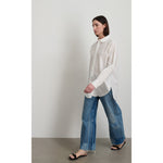 louisa shirt in white w/ hand tatted lace