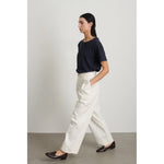 martin pleated chino in chalk white