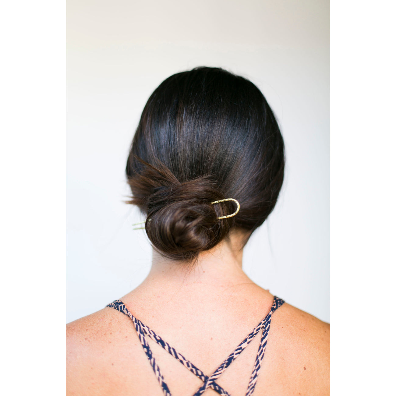 brass hammered hair pin