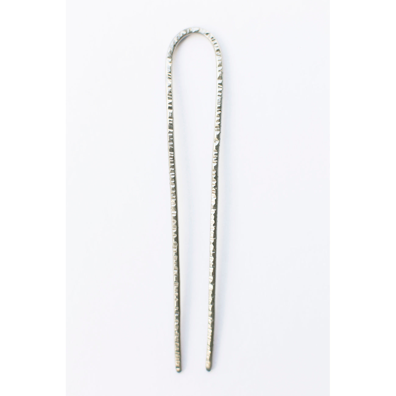 silver hammered hair pin