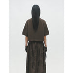 cotton stitched top in brown