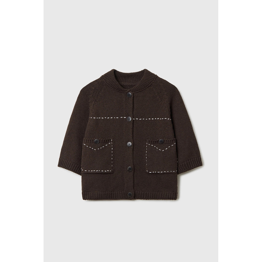 cotton stitched top in brown