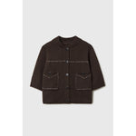 cotton stitched top in brown