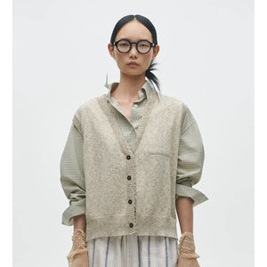 flecked cotton waistcoat in natural