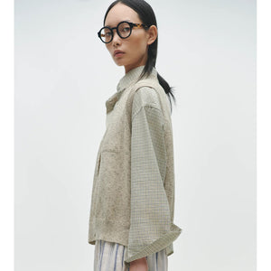 flecked cotton waistcoat in natural