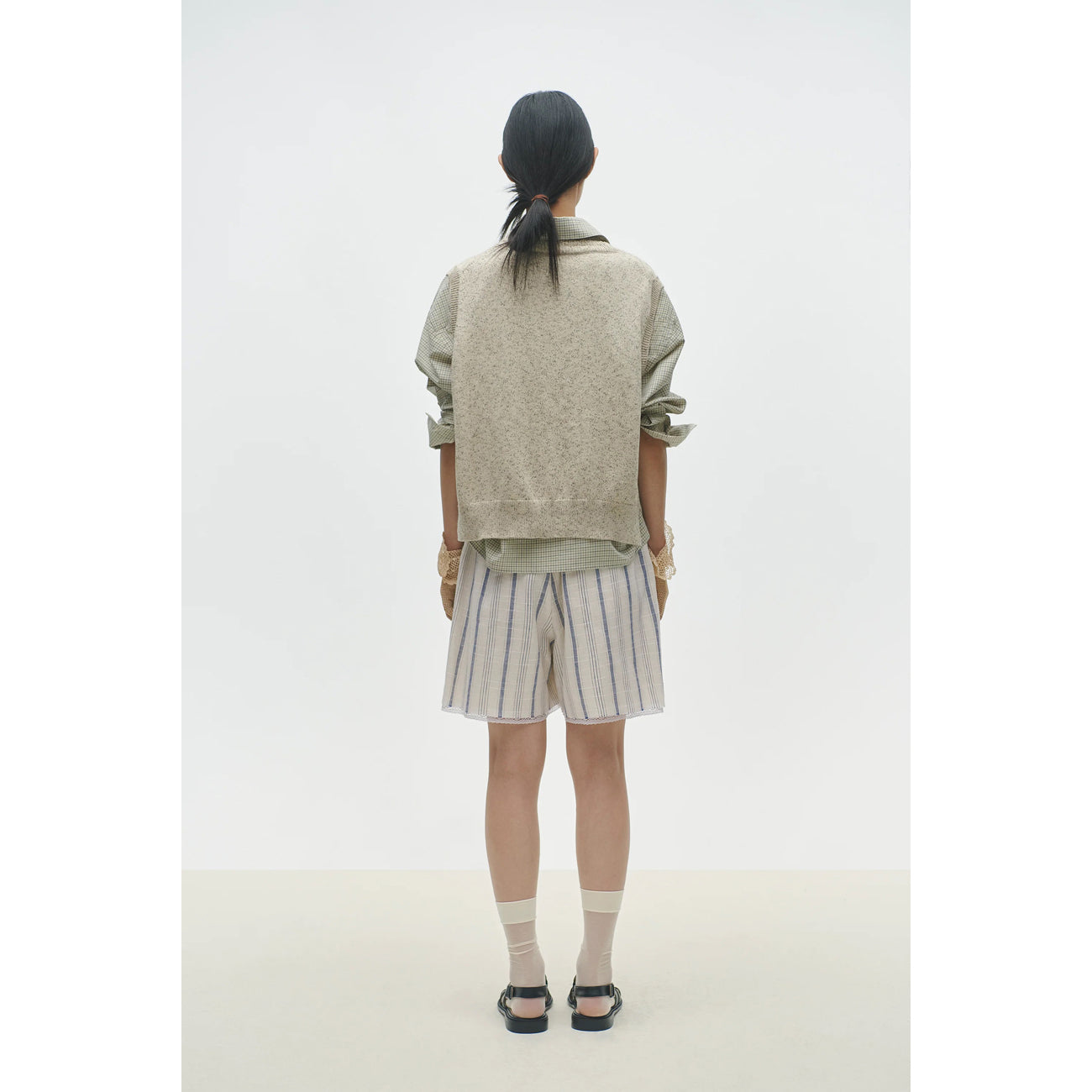 flecked cotton waistcoat in natural