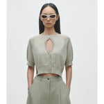 organic cotton cut-out top in pearl grey