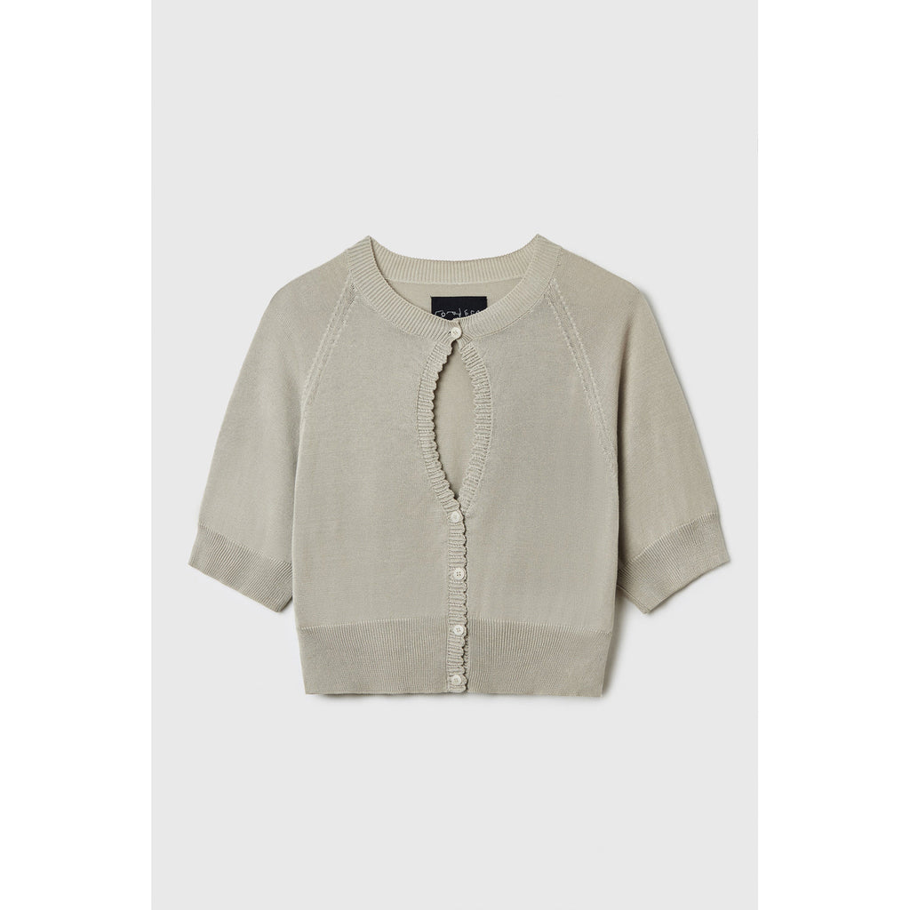 organic cotton cut-out top in pearl grey