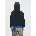 organic cotton long sleeve polo in navy