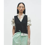 pointelle waistcoat in black