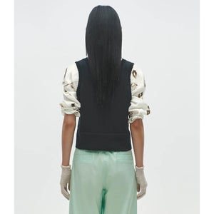 pointelle waistcoat in black