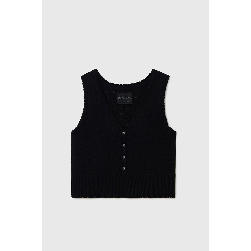 pointelle waistcoat in black