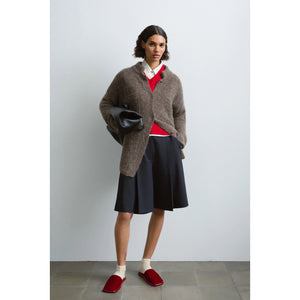 suri polo cardigan in taupe
