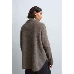 suri polo cardigan in taupe