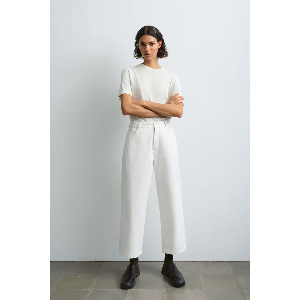 straight pants in off-white