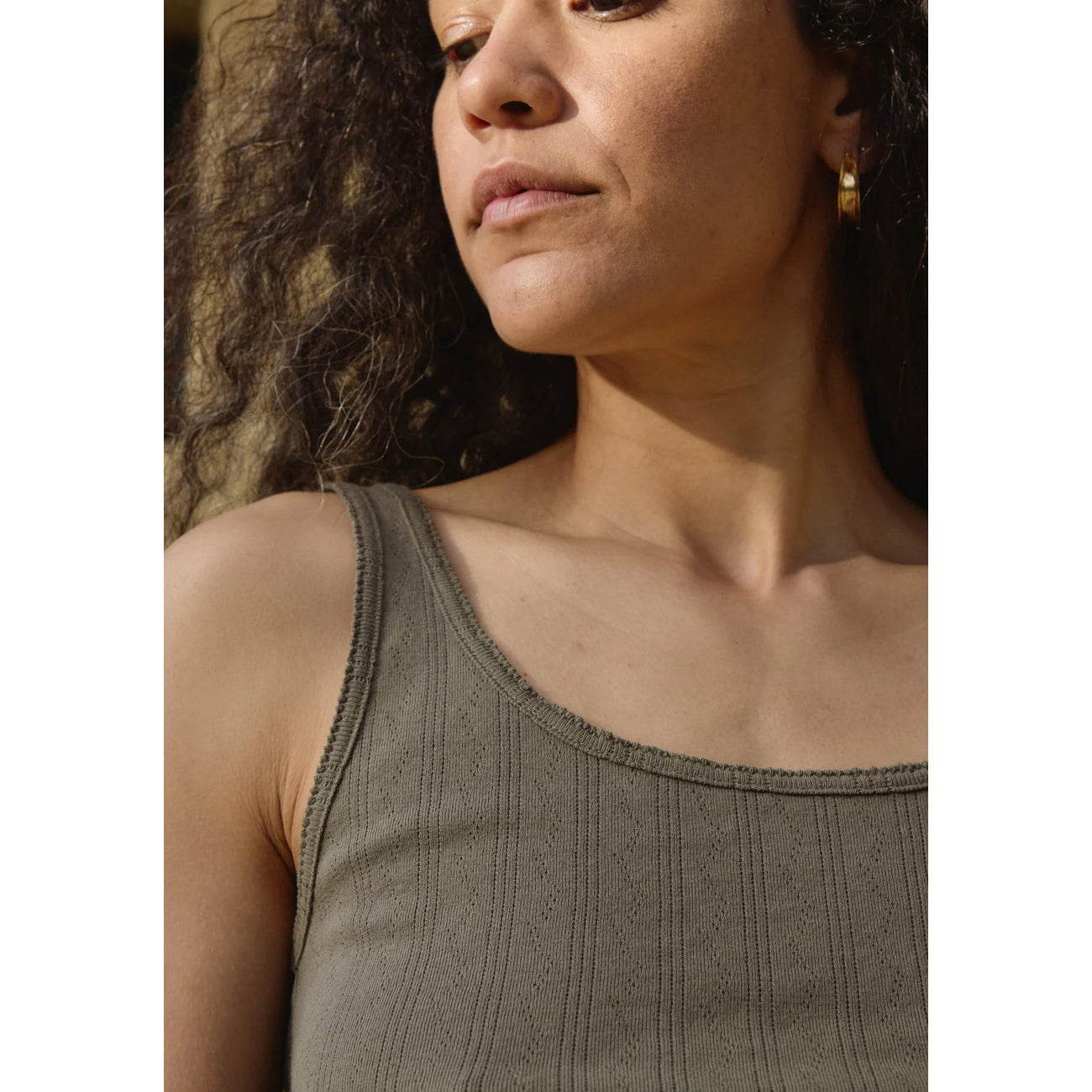pointelle scoop tank in sage