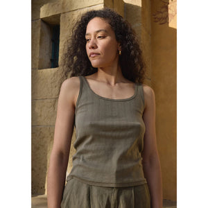 pointelle scoop tank in sage