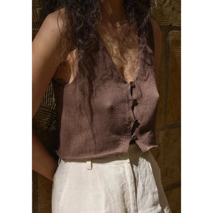 clio vest in cocoa