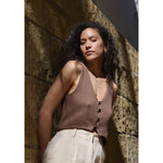 clio vest in cocoa