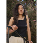 pointelle scoop tank in black