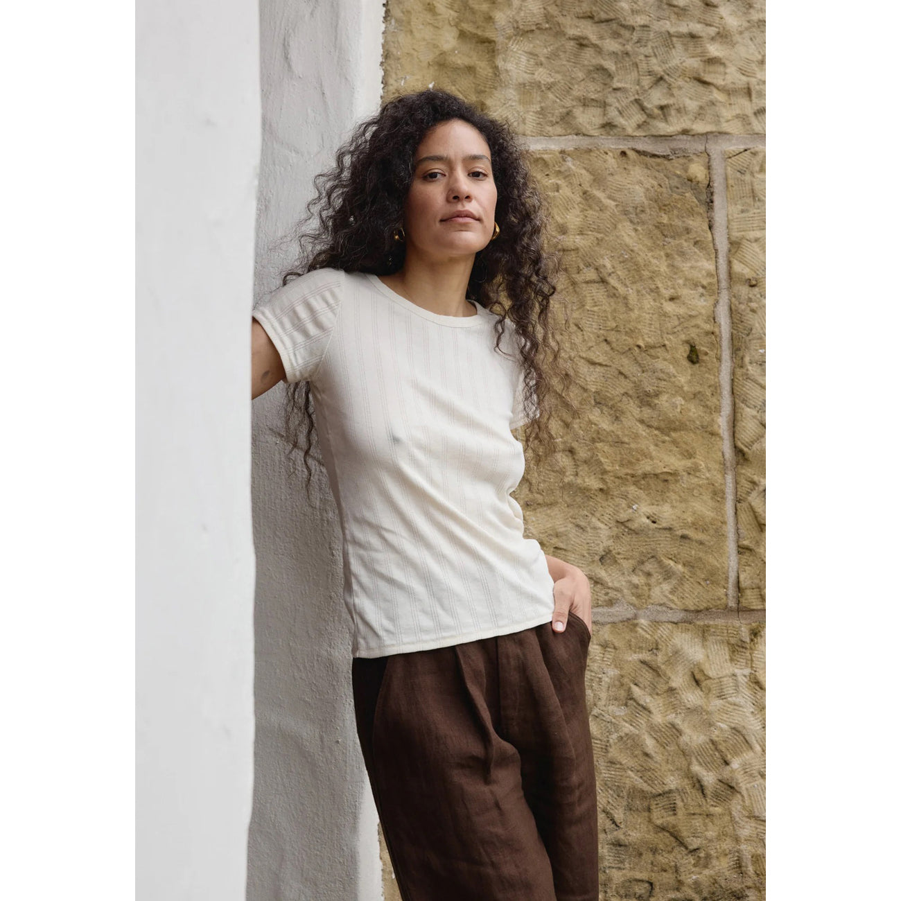 pointelle tee in natural