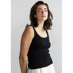 pointelle scoop tank in black