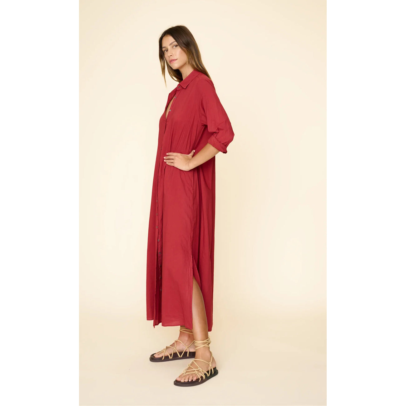 boden dress in brick red