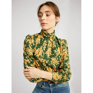 charlotte top in emerald bouquet