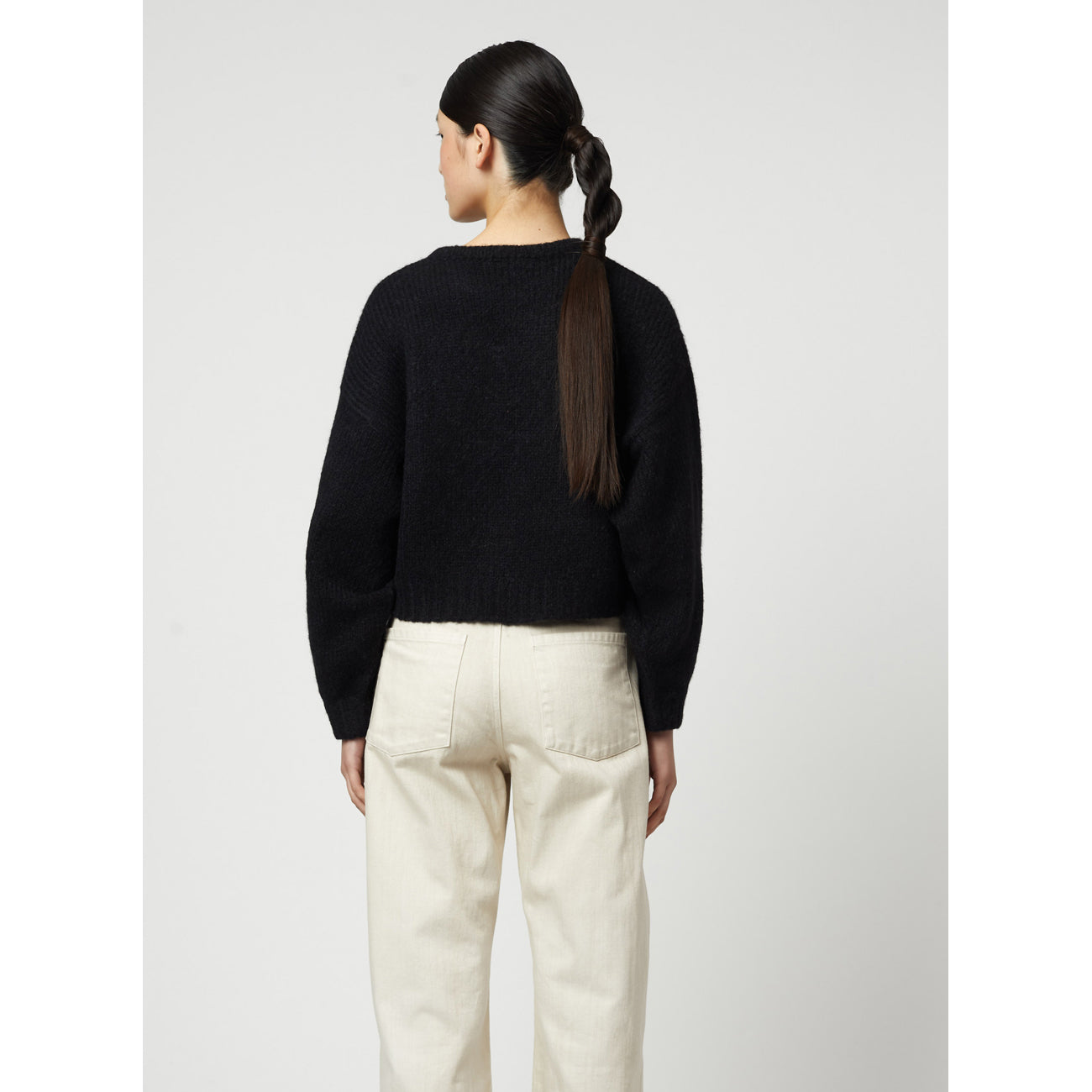 balloon sleeve sweater in black