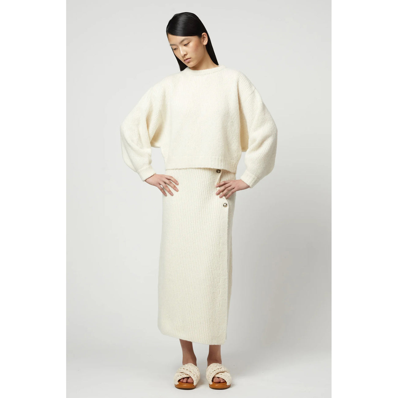 balloon sleeve sweater in cream