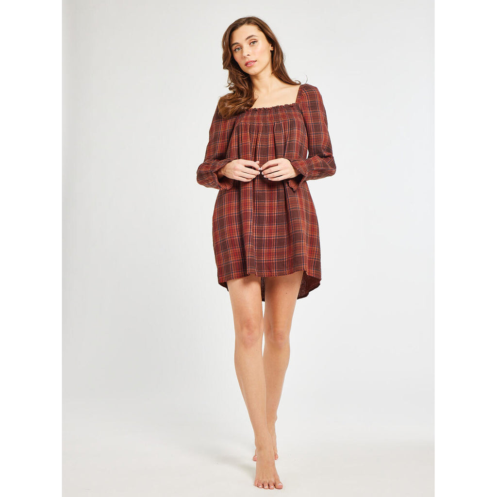gabriette dress in fireside plaid