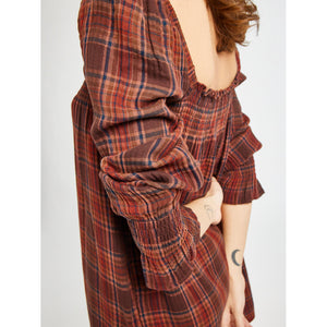 gabriette dress in fireside plaid