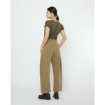 tailored curve legged trouser in kelp