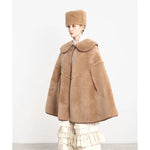 etta cape in tan sheepskin