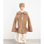 etta cape in tan sheepskin