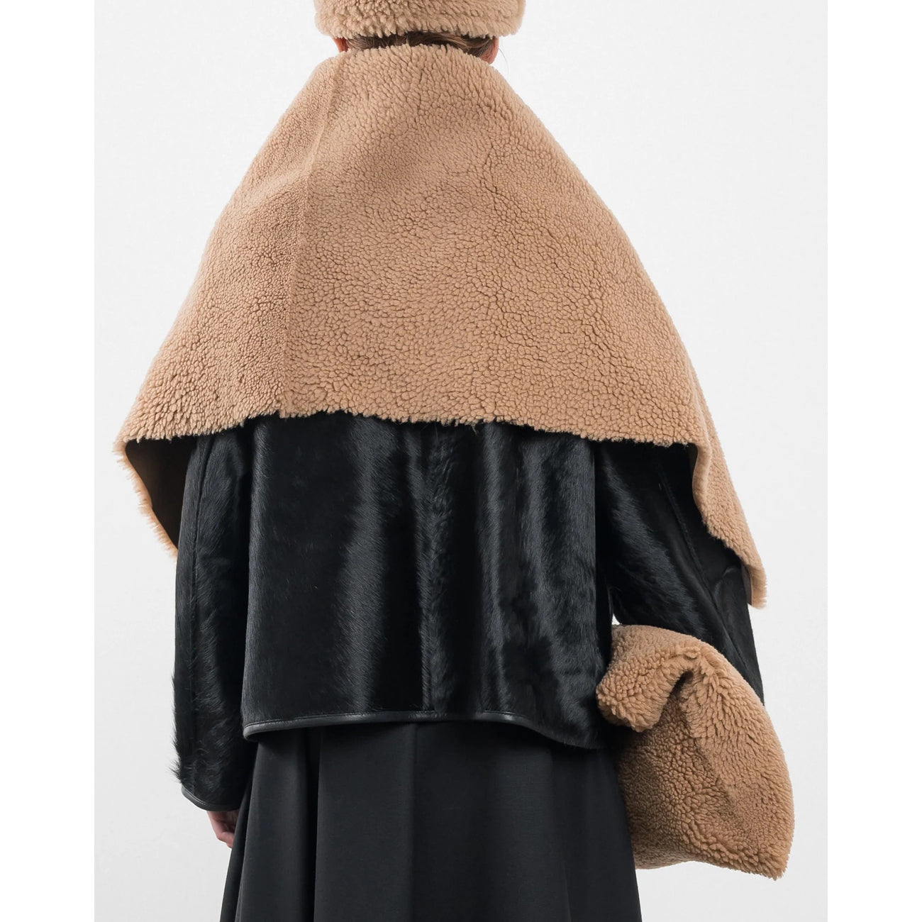 shearling clutch bag in tan